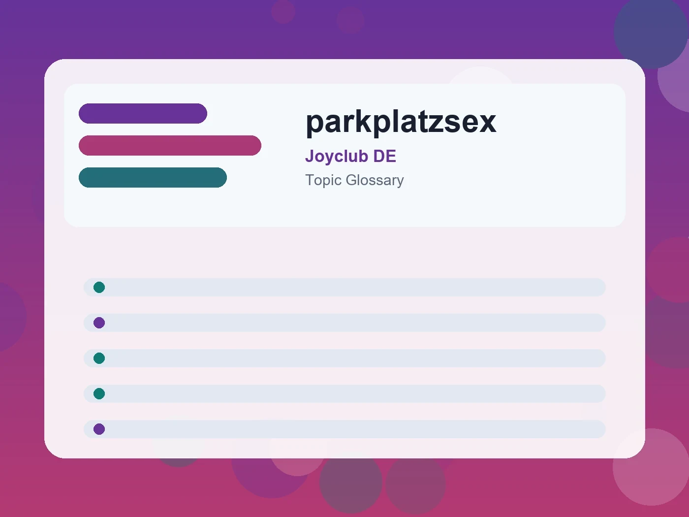 Joyclub DE parkplatzsex guide visual