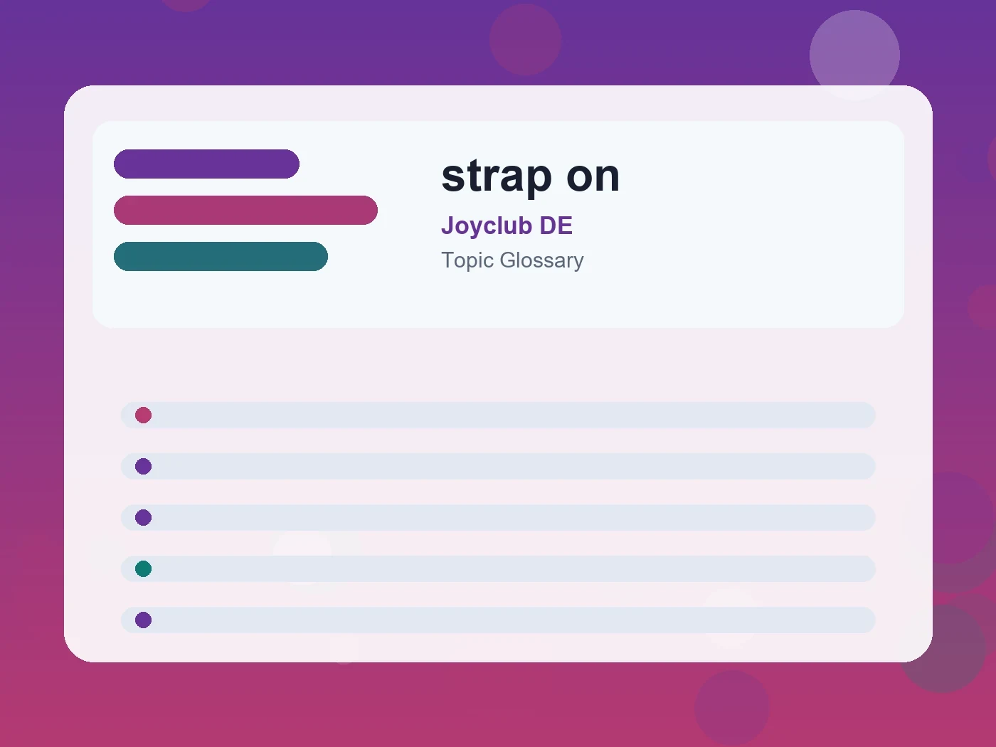 Joyclub DE strap on guide visual