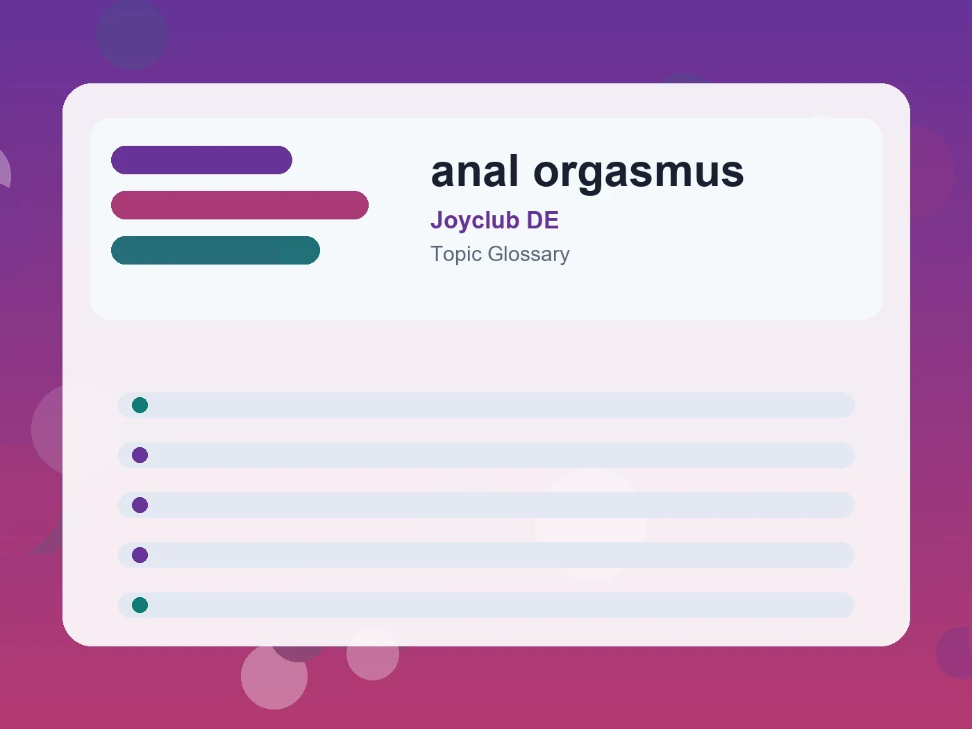 Joyclub DE anal orgasmus guide visual