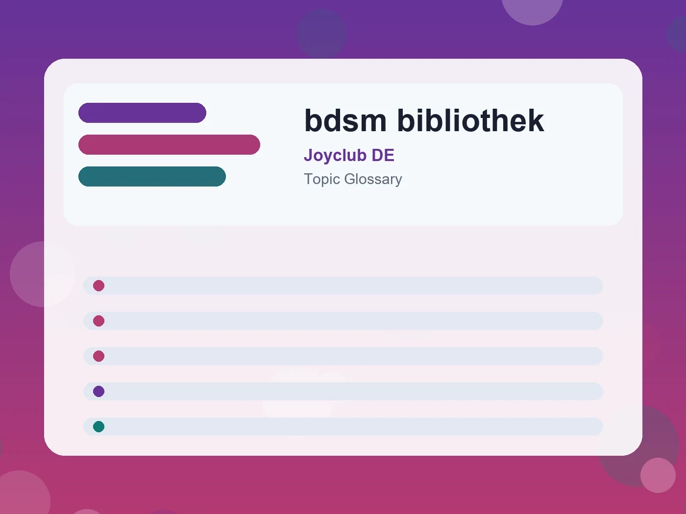 Joyclub DE bdsm bibliothek guide visual