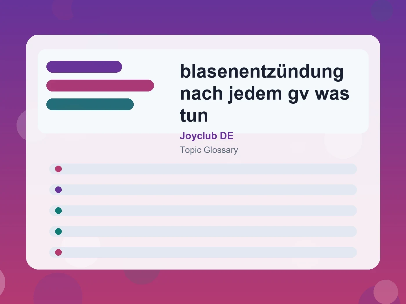 Joyclub DE blasenentzündung nach jedem gv was tun guide visual