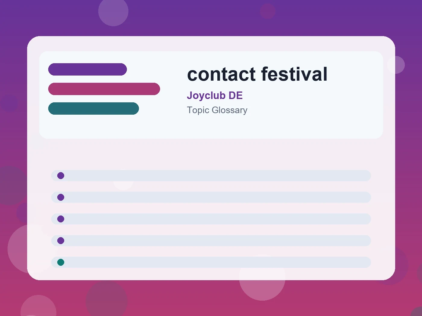 Joyclub DE contact festival guide visual