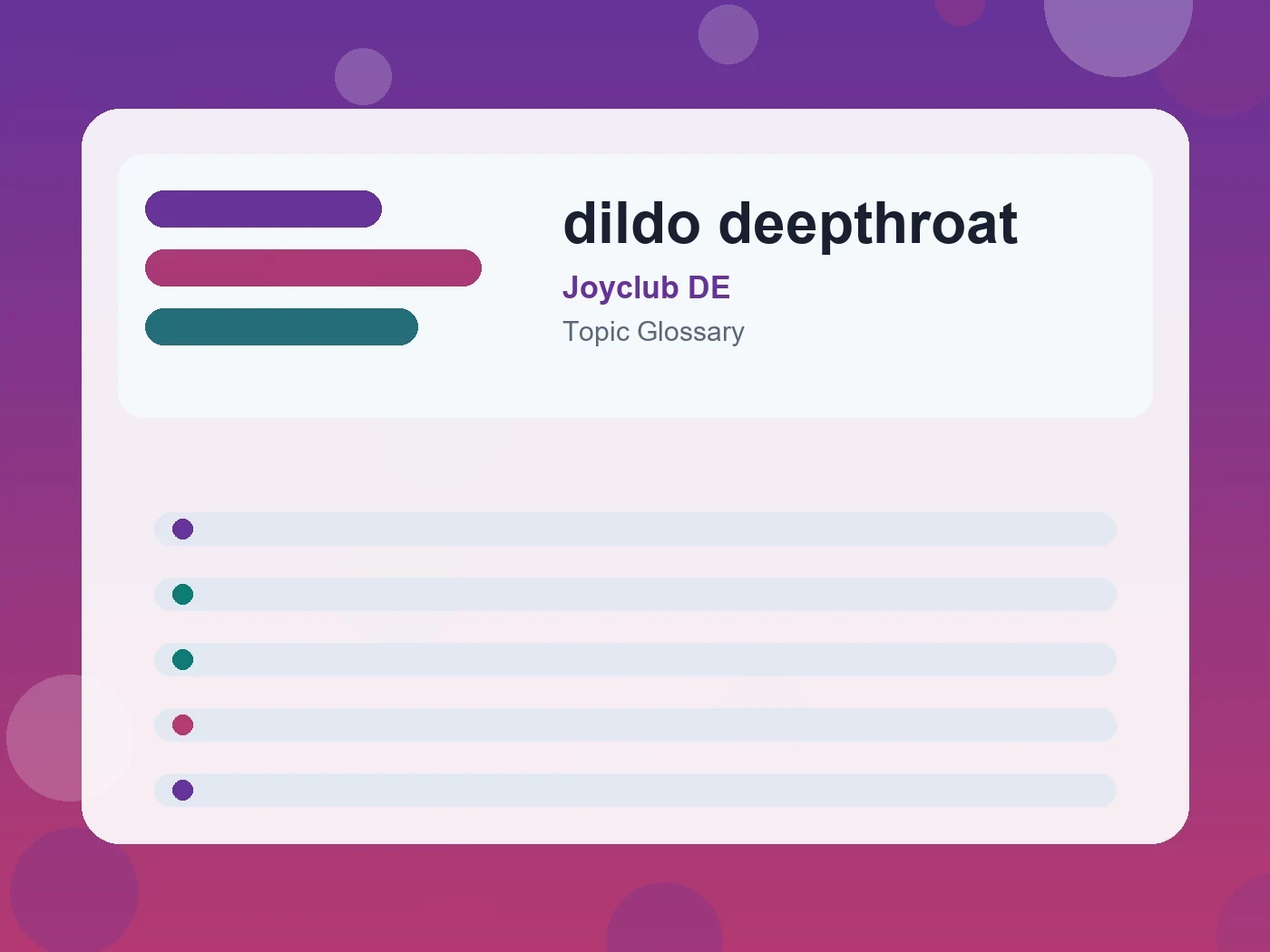 Joyclub DE dildo deepthroat guide visual