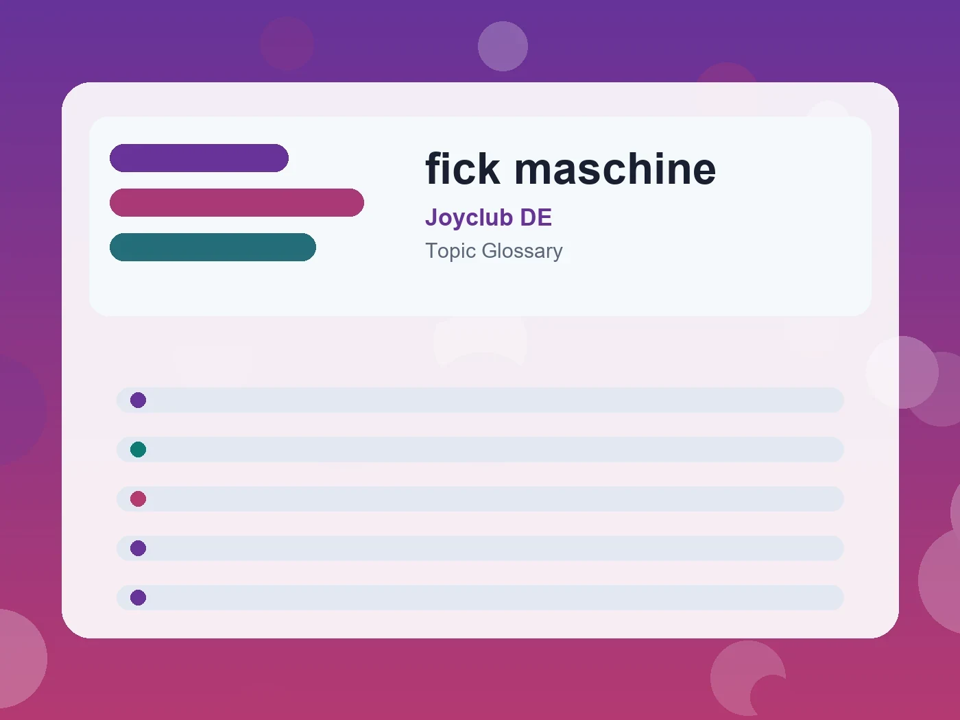 Joyclub DE fick maschine guide visual
