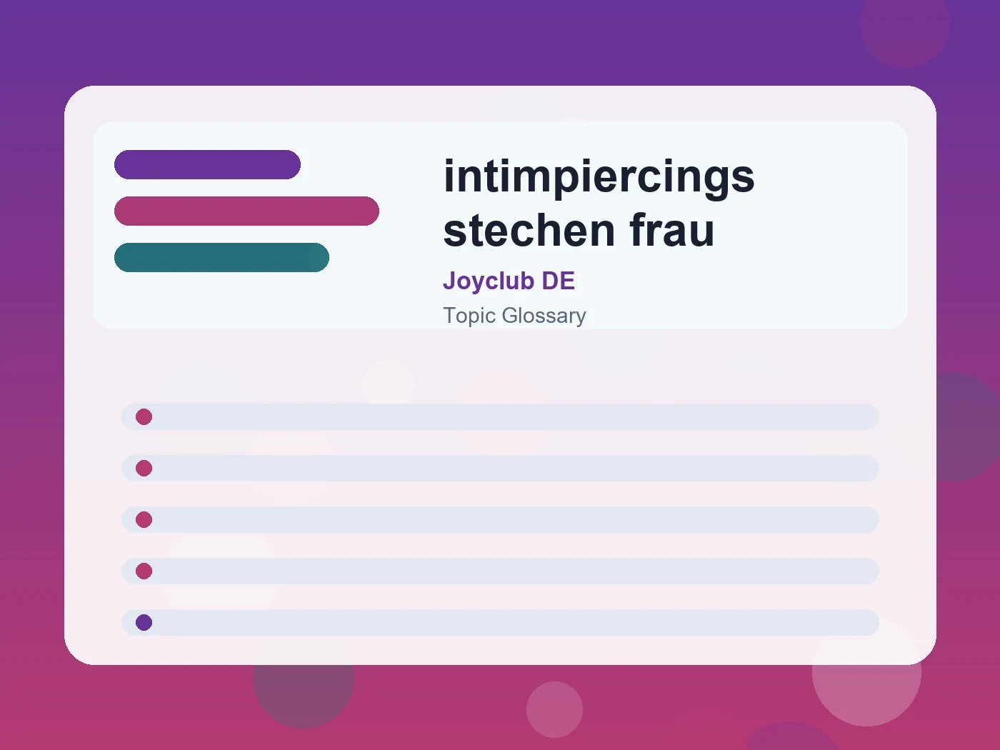 Joyclub DE intimpiercings stechen frau guide visual