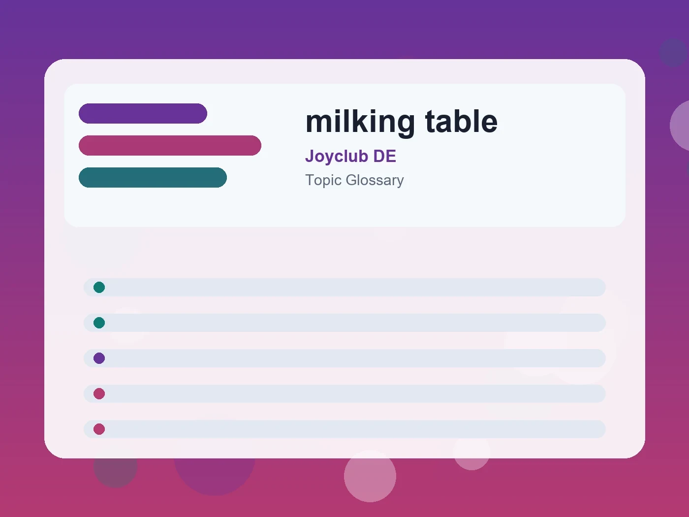 Joyclub DE milking table guide visual