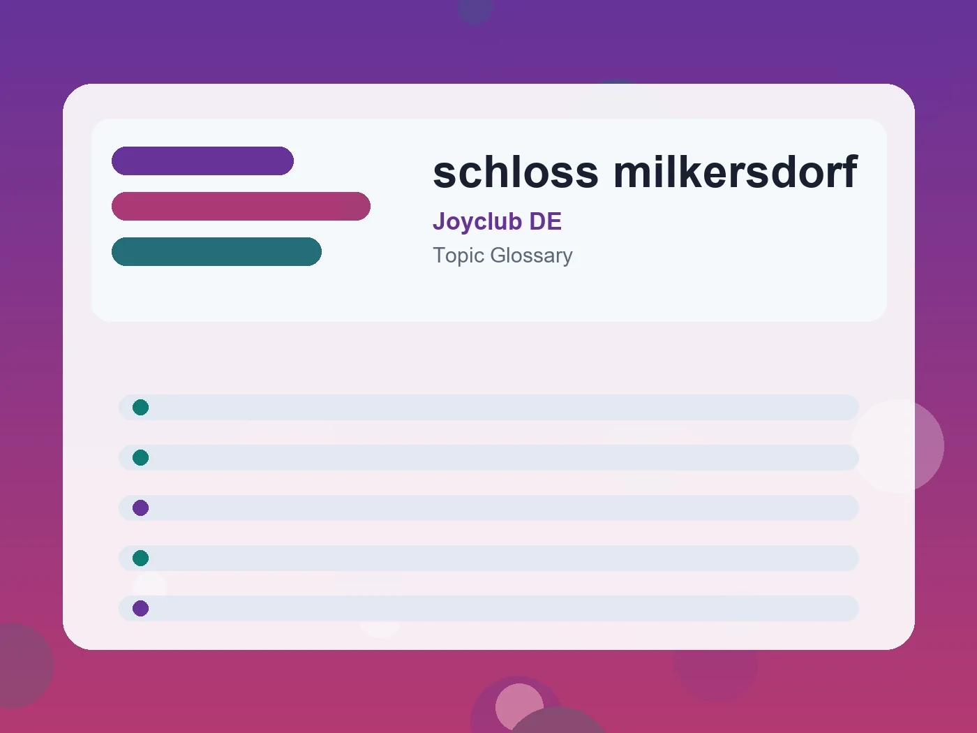 Joyclub DE schloss milkersdorf guide visual
