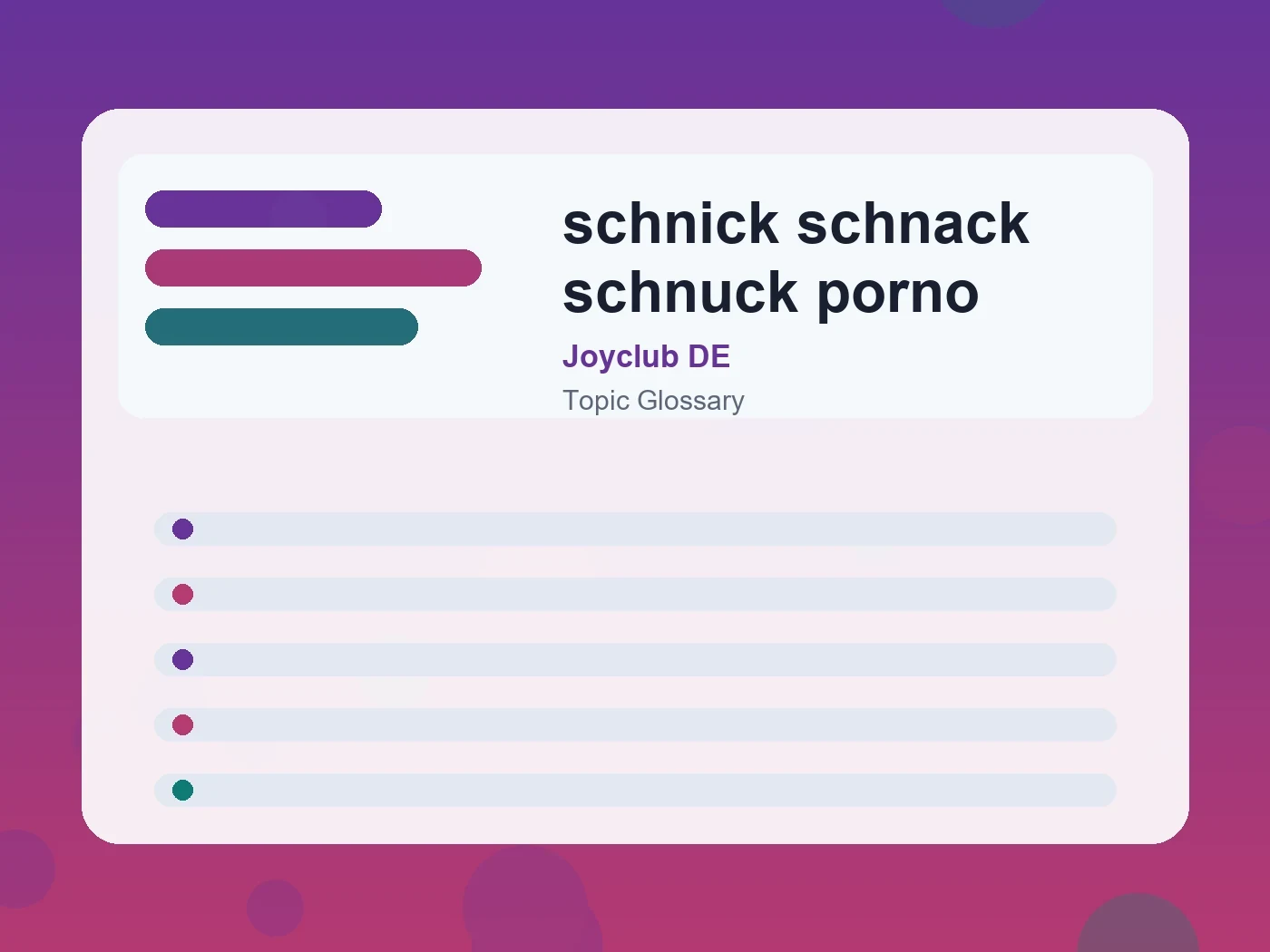 Joyclub DE schnick schnack schnuck porno guide visual