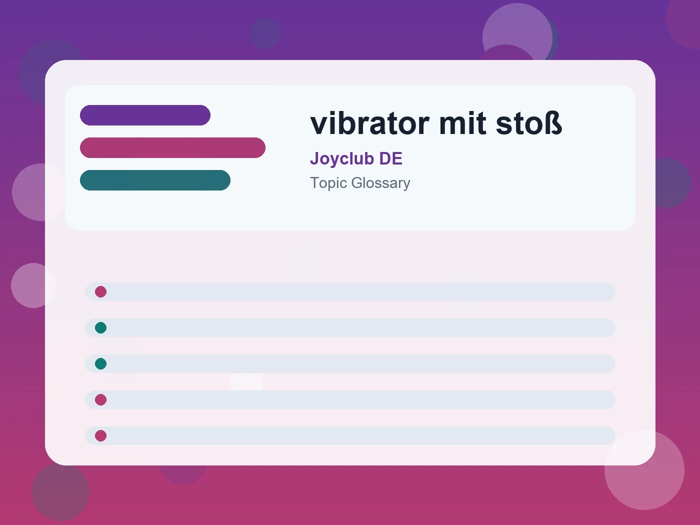 Joyclub DE vibrator mit stoß guide visual