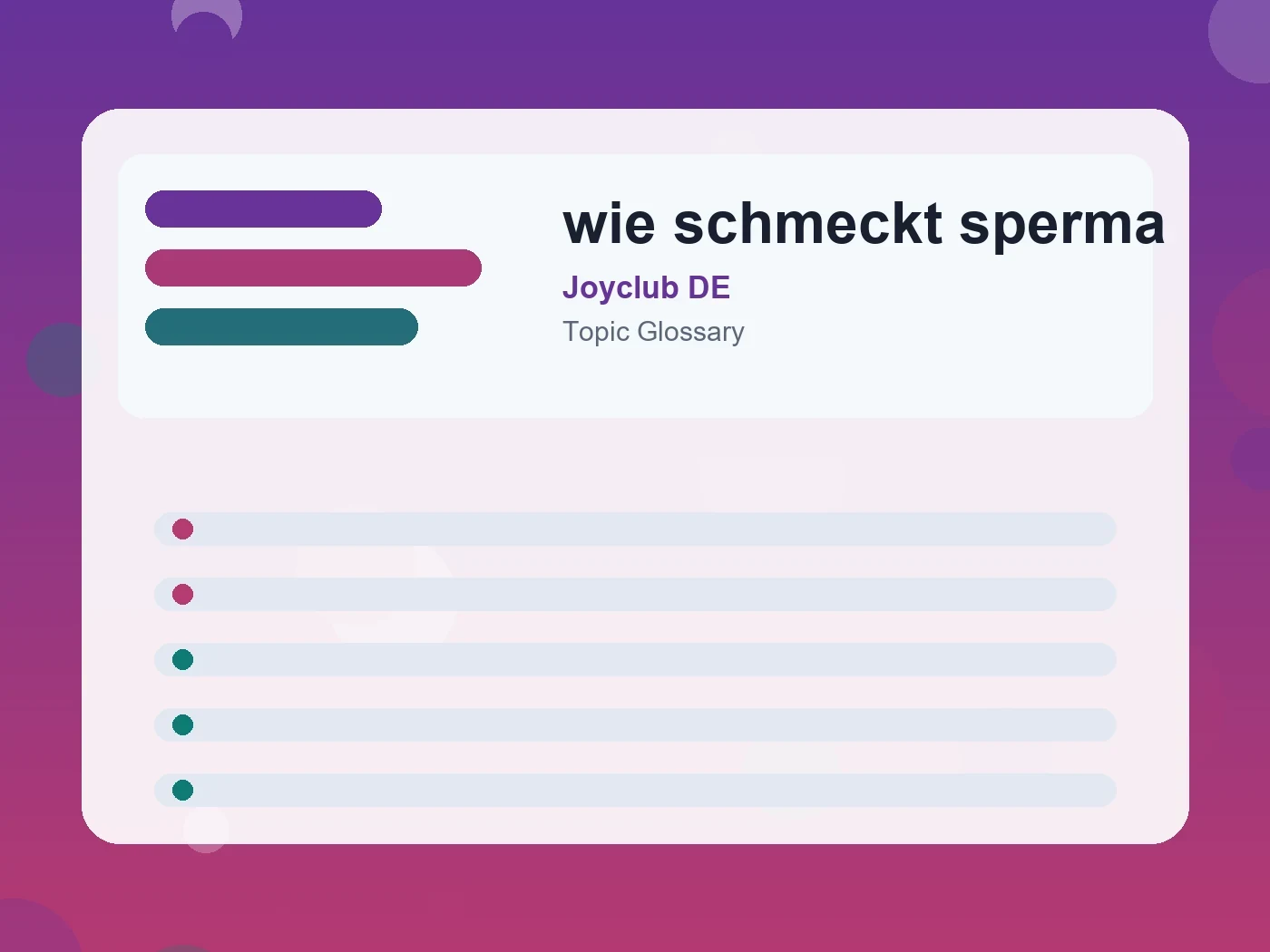 Joyclub DE wie schmeckt sperma guide visual